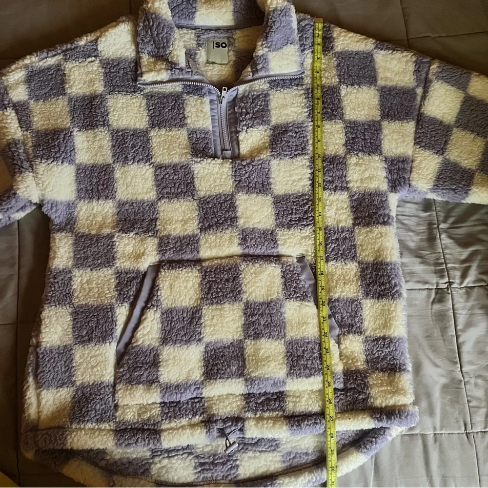 🎉HP🎉 SO Cozy Purple Checkered Fleece Pullover - Picture 10 of 13